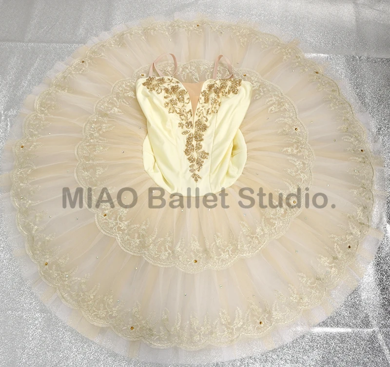 

Champagne ballet tutu pre- Professional ballet competition classical Tutu 7 layer Pancake performance costume cream 20083