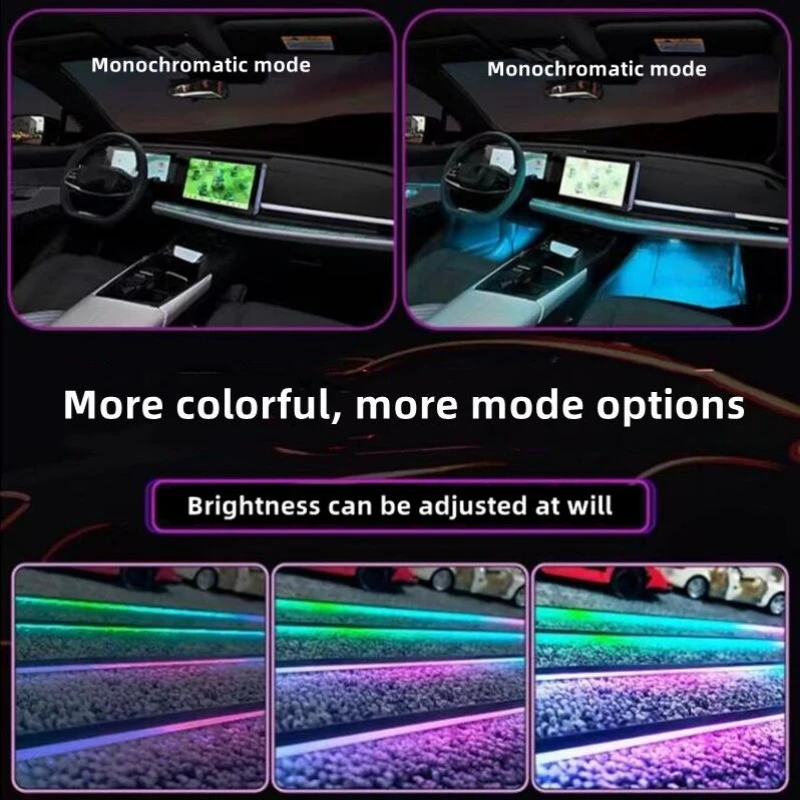 18 IN 1Car led Interior Ambient Lights APP DIY Control Acrylic Strip Light Guide Fiber Optic RGB Auto Decoration Atmosphere Lamp