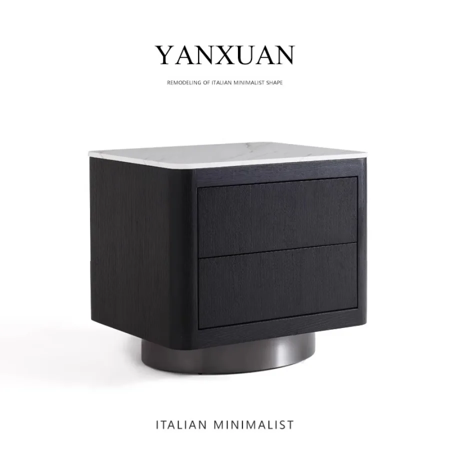 

Nightstands Luxury Bedroom Italian Style Rock Plate Minimalism 2 Drawer Nightstand Storage Cabinet Mesitas De Noche Furniture