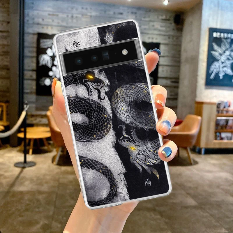 Dragon Phone Case Cover for Google Pixel 8 7 6 5 4 4XL Shockproof Silicone 7A 6A 5A 4A 3A 3AXLPro 5G Transparent Shell Coque Bag