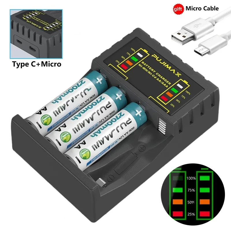4 Slot Battery Charger With LCD Display 4X Slots Smart High Quality Fast Charging For 1.2V AA/AAA NiCd NiMh Rechargeable Battery