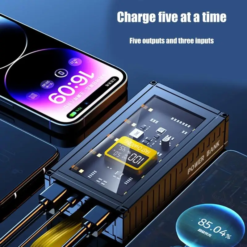 E8BA 20000MAH быстрая зарядка мобильная адаптер питания со светодиодным дисплеем и вспомогательным аккумулятором ночного света