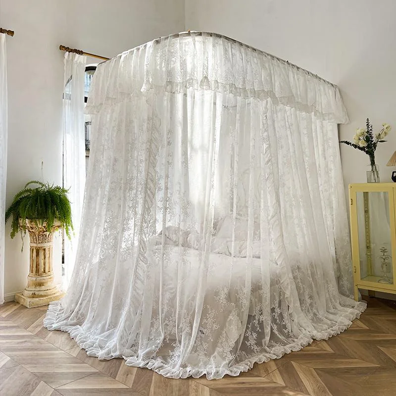 New princess style u-rail mosquito net 1.8m bed household three-door lace bed mantle