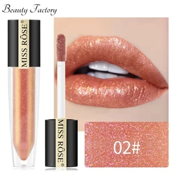 MISS ROSE 12 Colors Shinny Lipgloss Pearlescent Moisturizing Waterproof Long-Lasting Easy to Wear Beauty Gold Lip Glaze Gloss