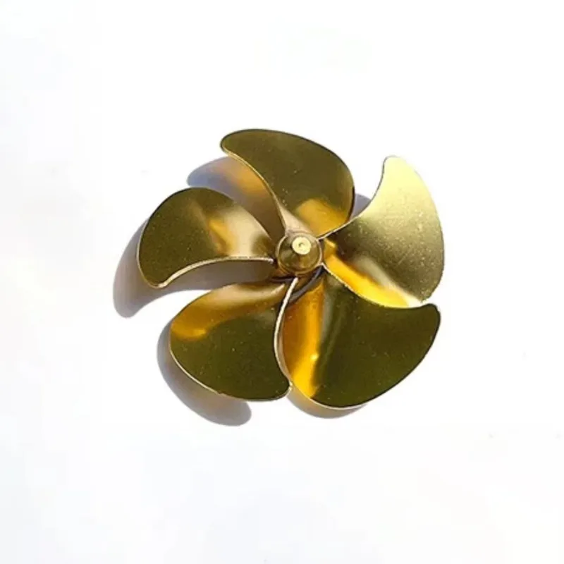 60mm 5-Blade Brass Propeller, CW/CCW M4 Shaft Model Boat Prop, High Precision Ship Accessory for RC Model Boat Use