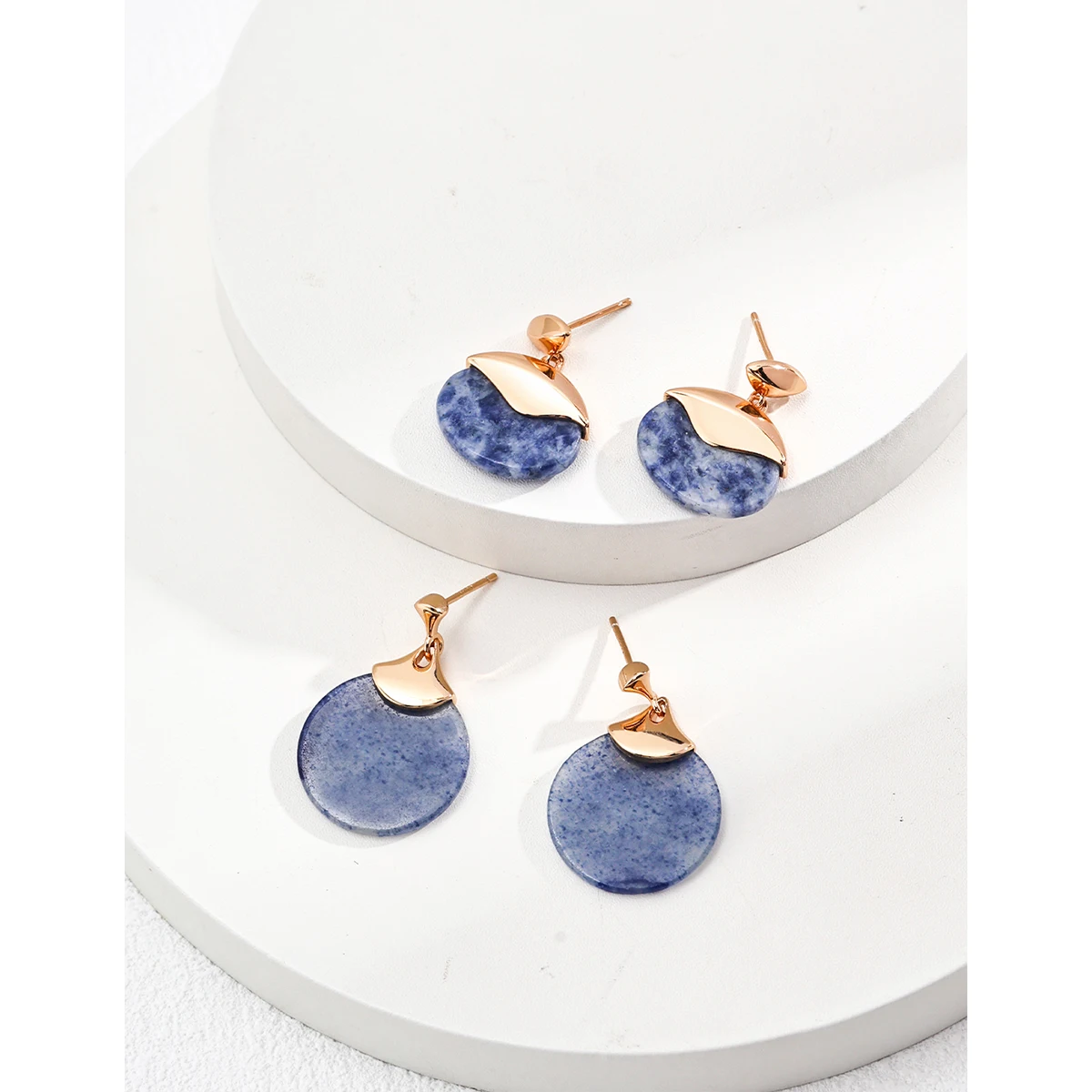 Full S925 Pure Silver Plated 18k Gold | Blue Dot Stone Earrings 102030