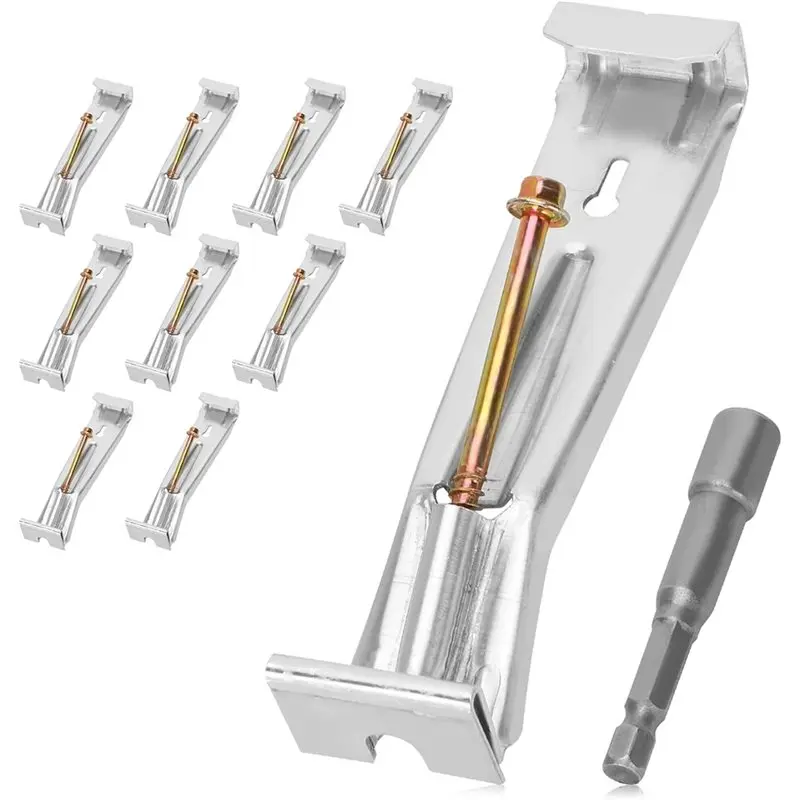 AT63-Gutter Clip Quick Screw, 10Pcs 5 Inch Gutter Hangers With A Pre-Inserted Rust Screw, Gutter Bracket Come