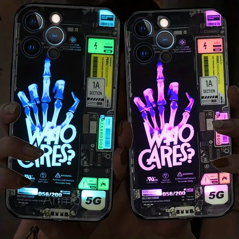 

LED Light Mobile Phone Case for iPhone 12 13 14 15 Pro Max 11 X XR XS 8 16 Plus Colorful Glow Bumper Shockproof Protective Shell