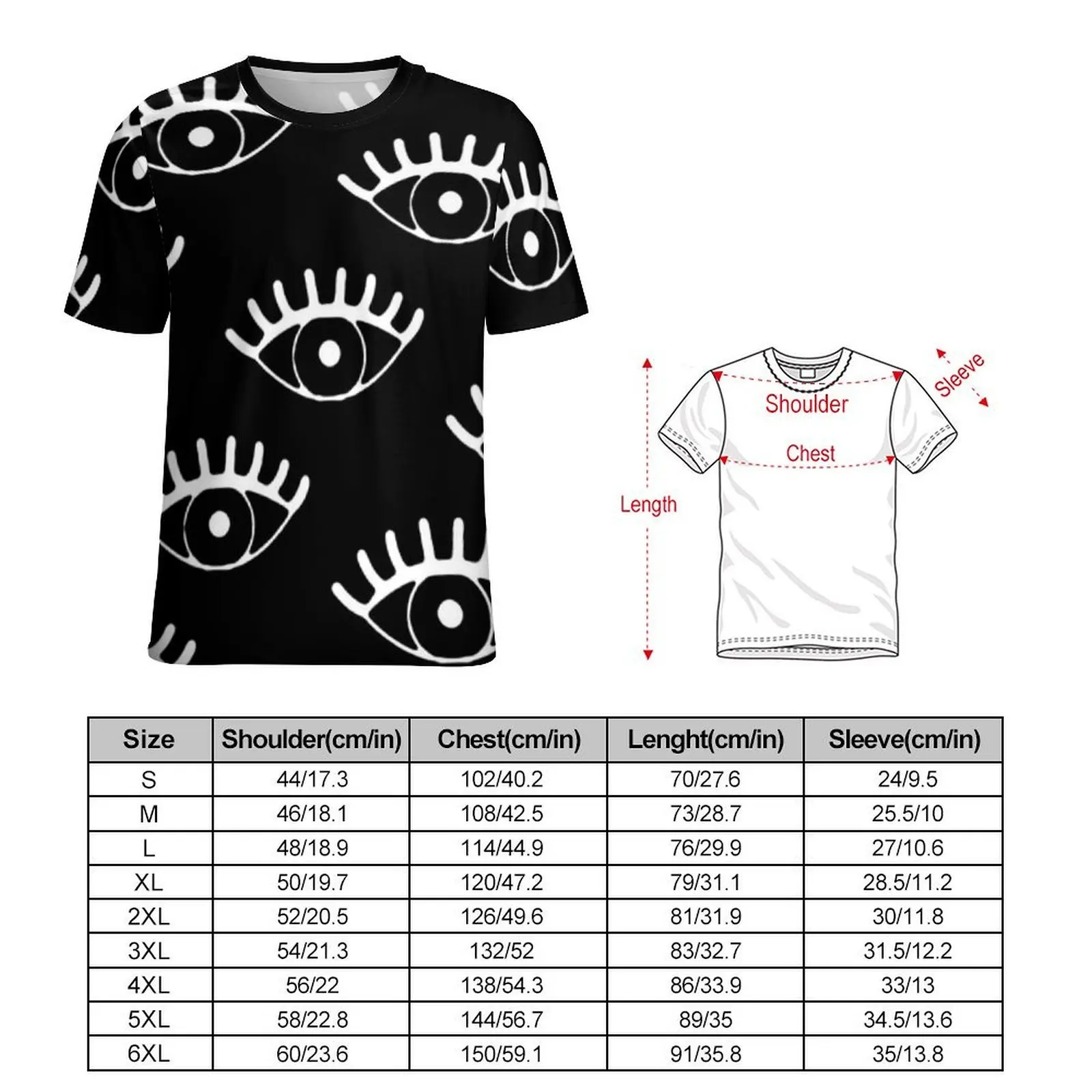 White Eyes T-Shirt Couple Funny Vector Ojos Kawaii T-Shirts Original Popular Tees Short Sleeve Pattern Oversize Tops