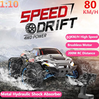 High Speed 80KM/H 4WD Brushless Off-road Remote Control Car Metal Hydraulic Alloy 200M Drift Racing Buggy RC Car Truck Model Toy