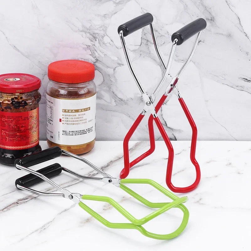 Stainless Steel Canning Jar Lifter with Grip Handle Can Lifter Tongs Jar Clip Heat Resistance Anti-clip Mason Jar Glass Lifter