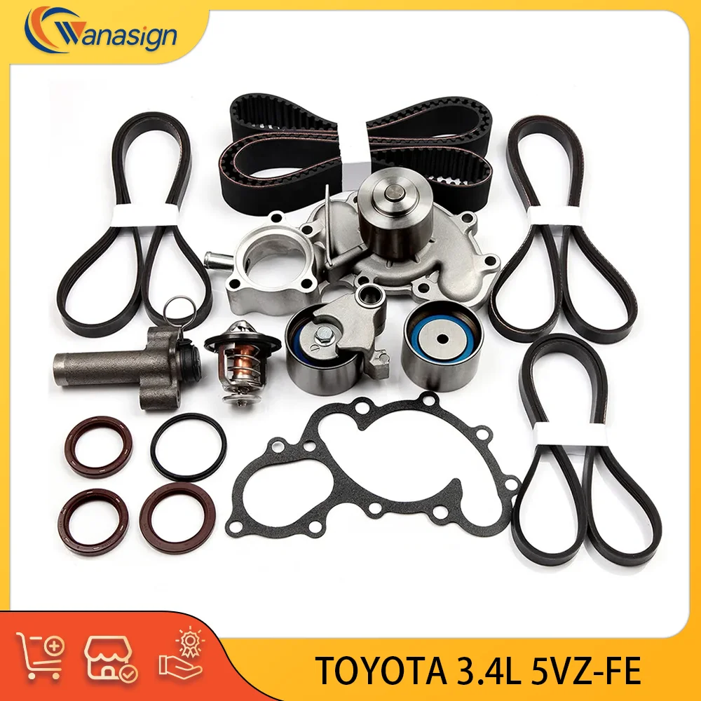 

ENGINE PARTS Timing Belt Set Water Pump Kit Fit for Toyota 4RUNNER TACOMA TUNDRA T100 3.4L V6 GAS 5VZFE 3.4 L 1995-2004