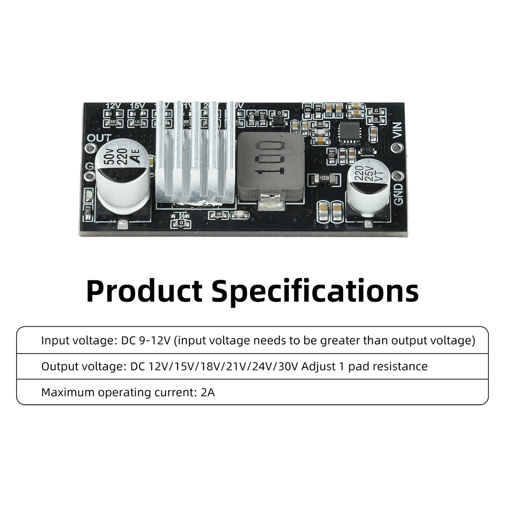 DC-DC 9-12V auf 15V/18V/21V/24V/30V 2A Abwärtswandler-Platine Step-Up-Modul Einstellbare Spannungsversorgung – Detail 8