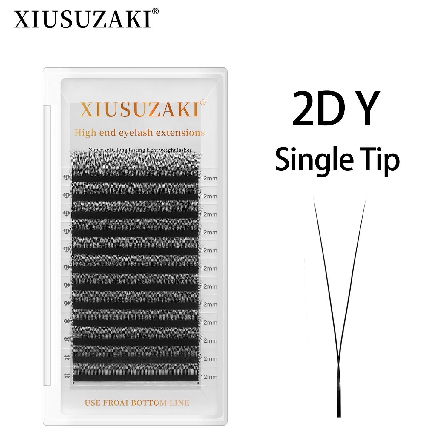 

XIUSUZAKI Single Tip 2D Y Shape Eyelashes Extension Hand Woven Premium Soft Light Y False Lashes Premade Fans Individual Volume