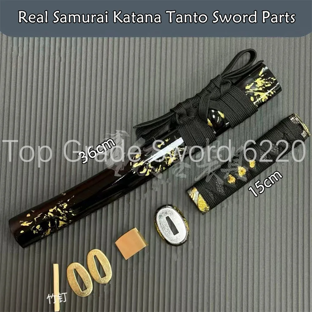 

A Set Very Nice Tsuka Handle Tsuba Handguard Habaki Seppa Hardwood Sheath For Real Samurai Katana Tanto Sword Parts