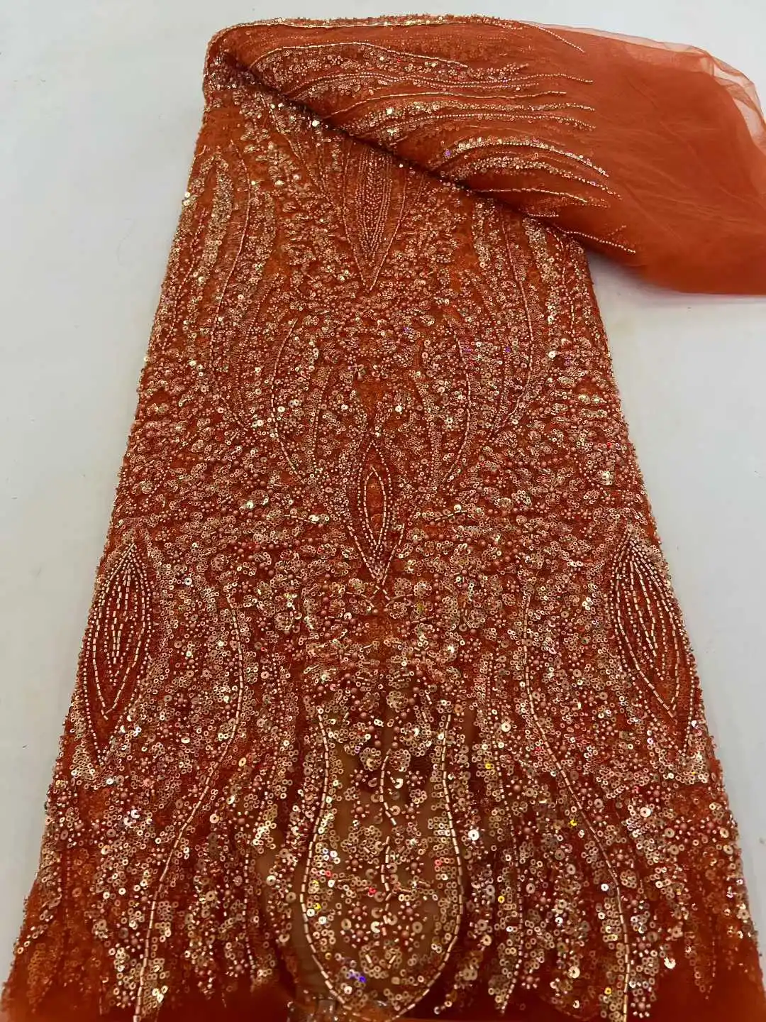 

Высококачественное африканское кружево с тяжелой вышивкой бисером и пайетками, нигерийское сетчатое кружево, французский тюль для праздничных платьев, коллекция 2026 года