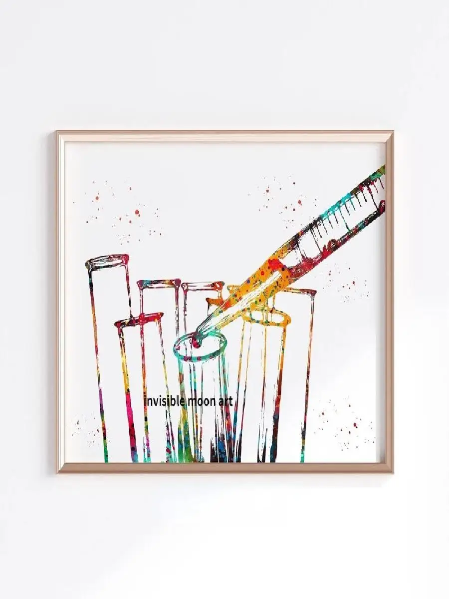 Science Lab Equipment Art Posters  Chemistry Tubes Bulbs  Flask Canvas Painting  Unframed Wall Print Pictures for Home Decor