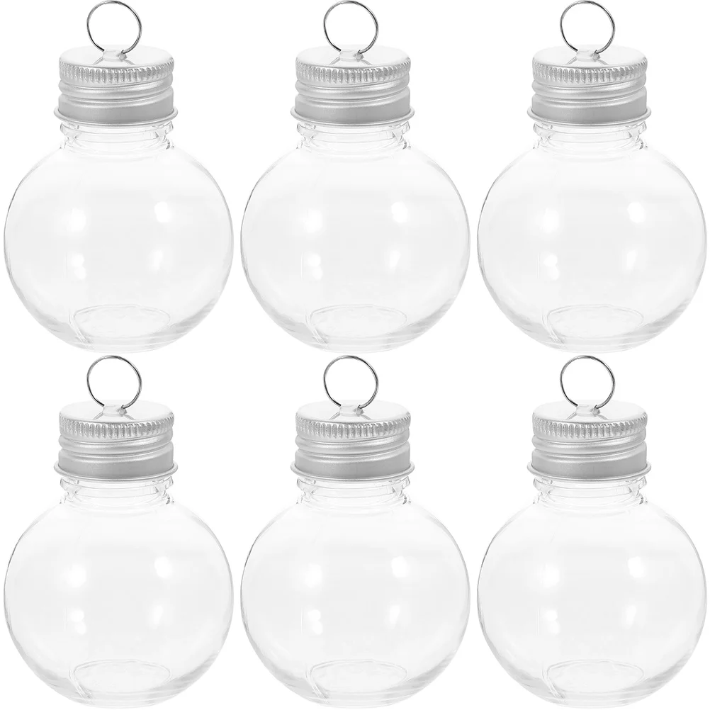 

6 Pcs Bulb Shaped Spherical Bottles Clear PET Candy Jars Airtight Juice Drink Containers Leak Proof Portable Milk Storage