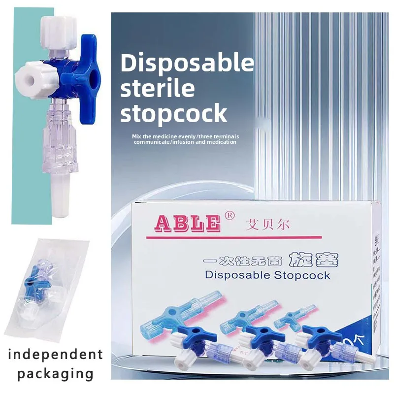 Disposable Three-Way Valve for Fluid Control, 50 Units