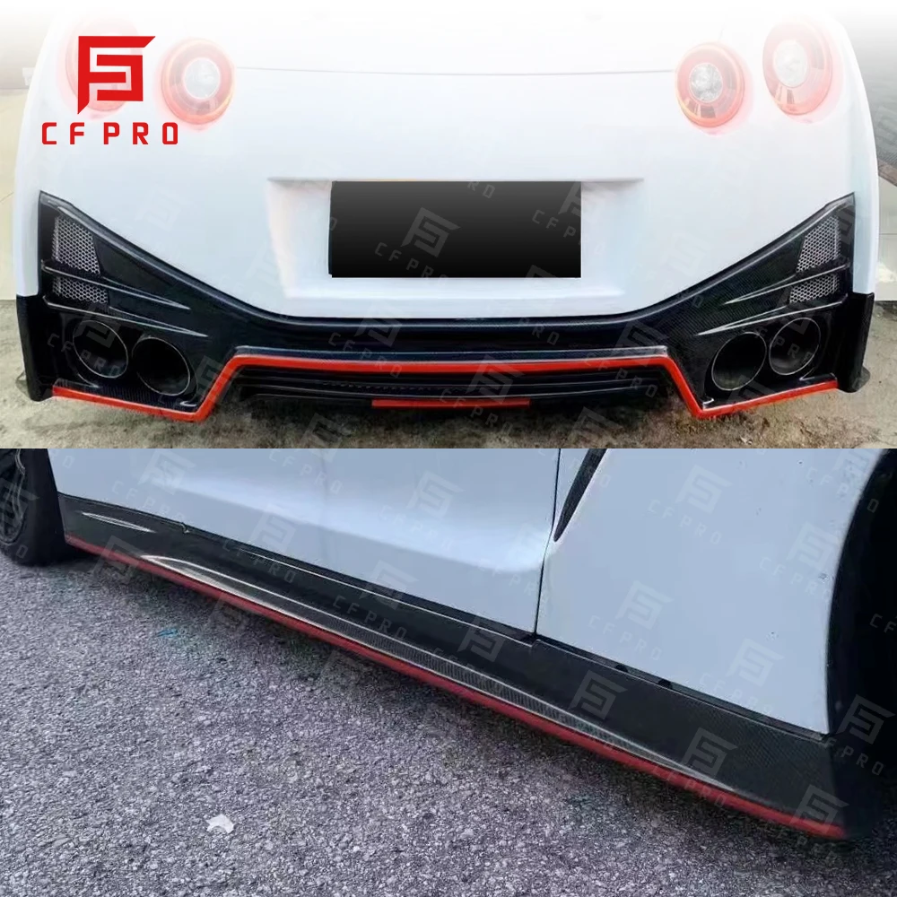 Nismo Style FRP Front Rear Bumper Lip Side Skirts Rear Trunk Spoiler For Nissan GTR R35 Body Kit Car Accessories