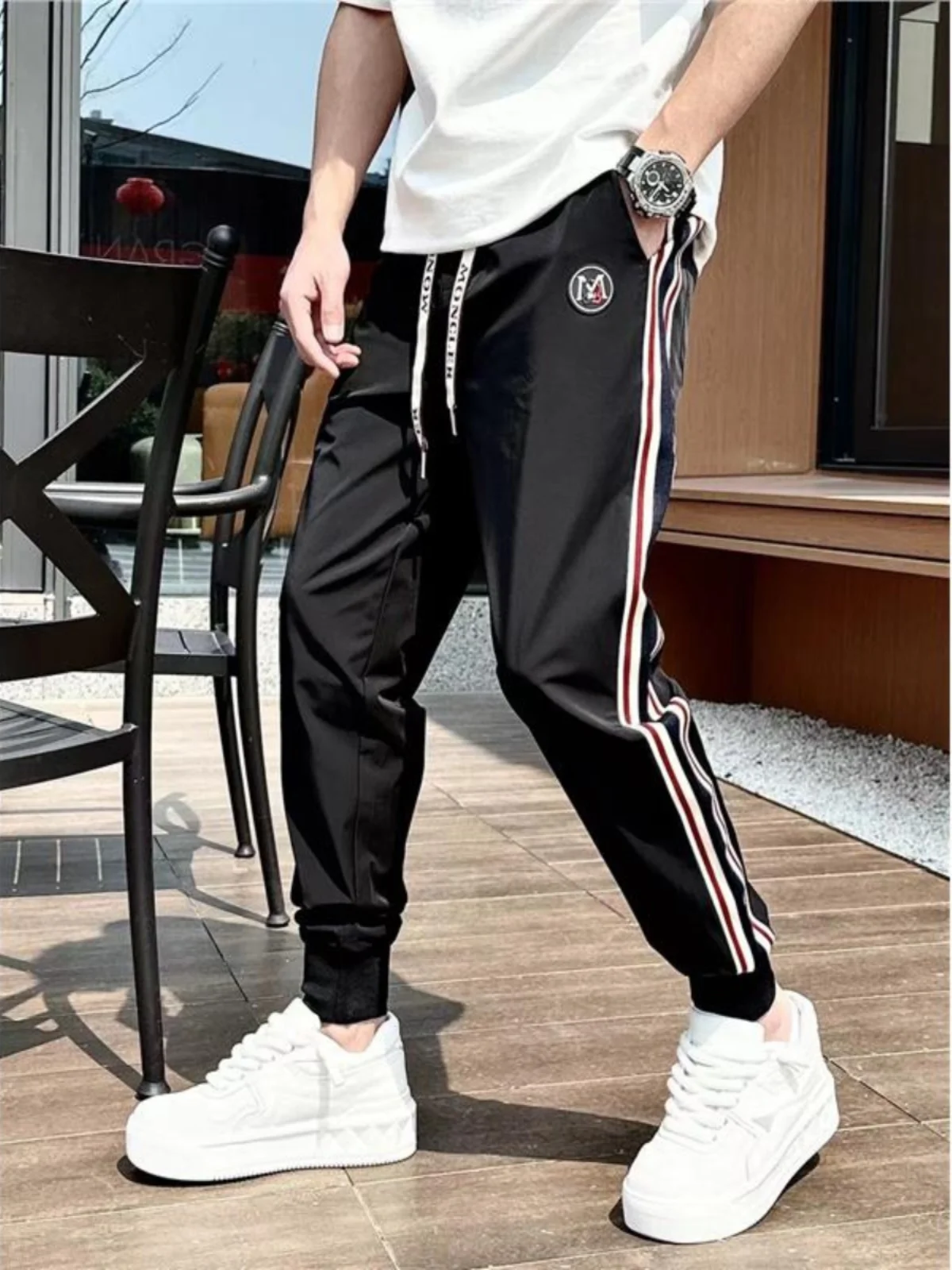 

Summer Ice Silk Qui Dry Sports Leisure Pants Men Loose Luxury Harem Sweatpants Thin Straight Leg Trousers Casual Wear