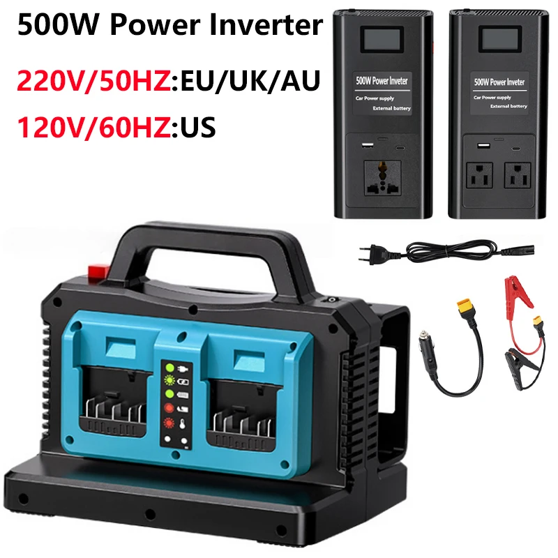

500W Power Inverter AC120V/ 220V for Makita18V20V Battery with USB Type-C DC cigarette lighter Port Output Outdoor power station