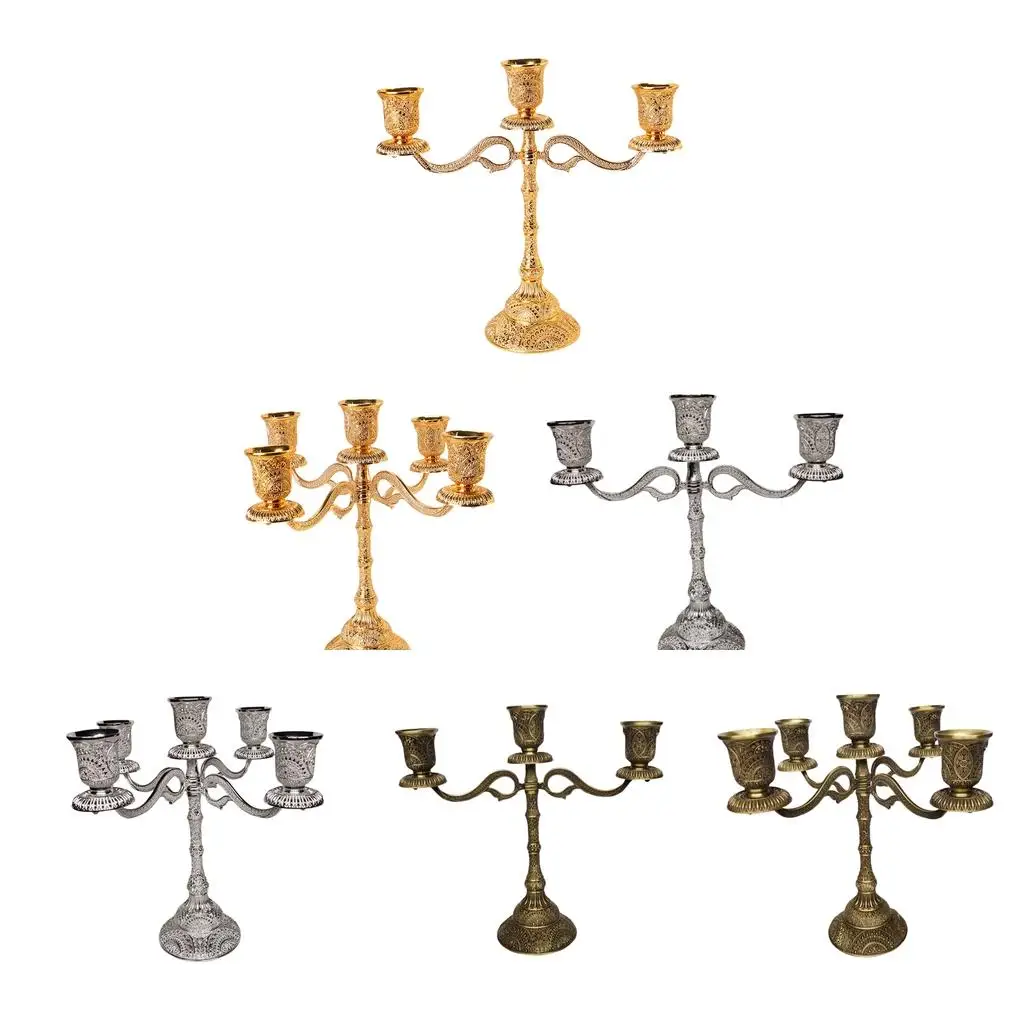 Candelabrum Metal Candle Holder Antique Style Centerpieces Room Decoration for Wedding Party Celebration