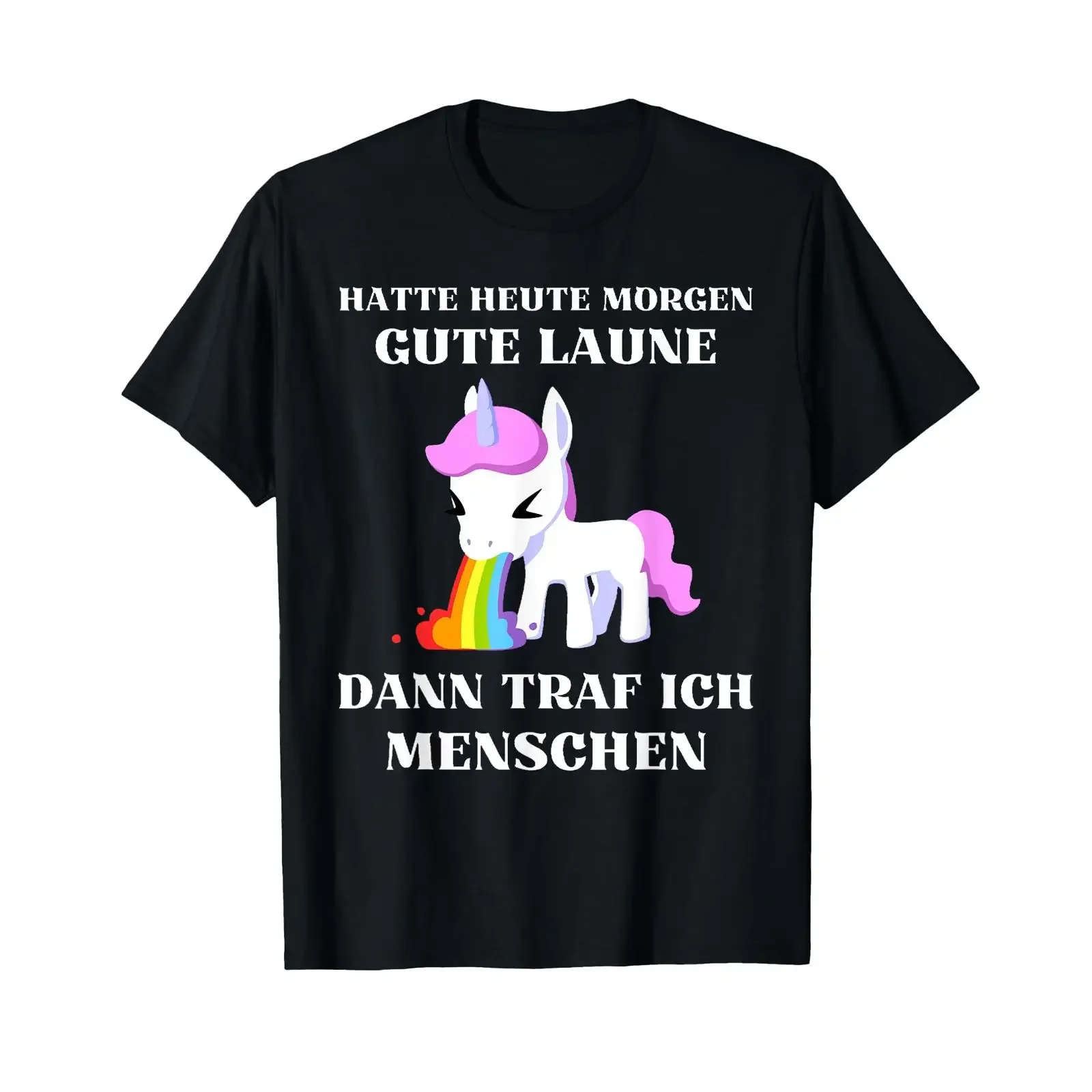 Funny Unicorn I was in a good mood this morning T Shirt black vintage Washed streetwear Breathable Stretched Comfortable