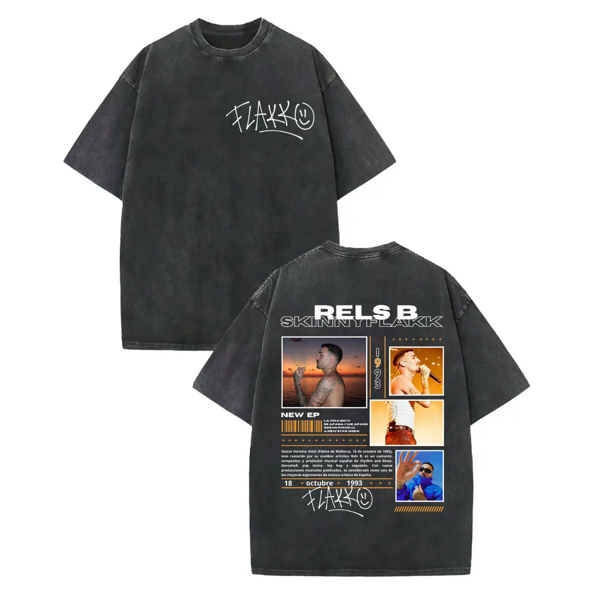 

Vintage Washed Rapper Rels B Album Graphic T Shirts Men Women Hip Hop Fashion T-shirt Summer Casual Loose Short Sleeve T-shirts