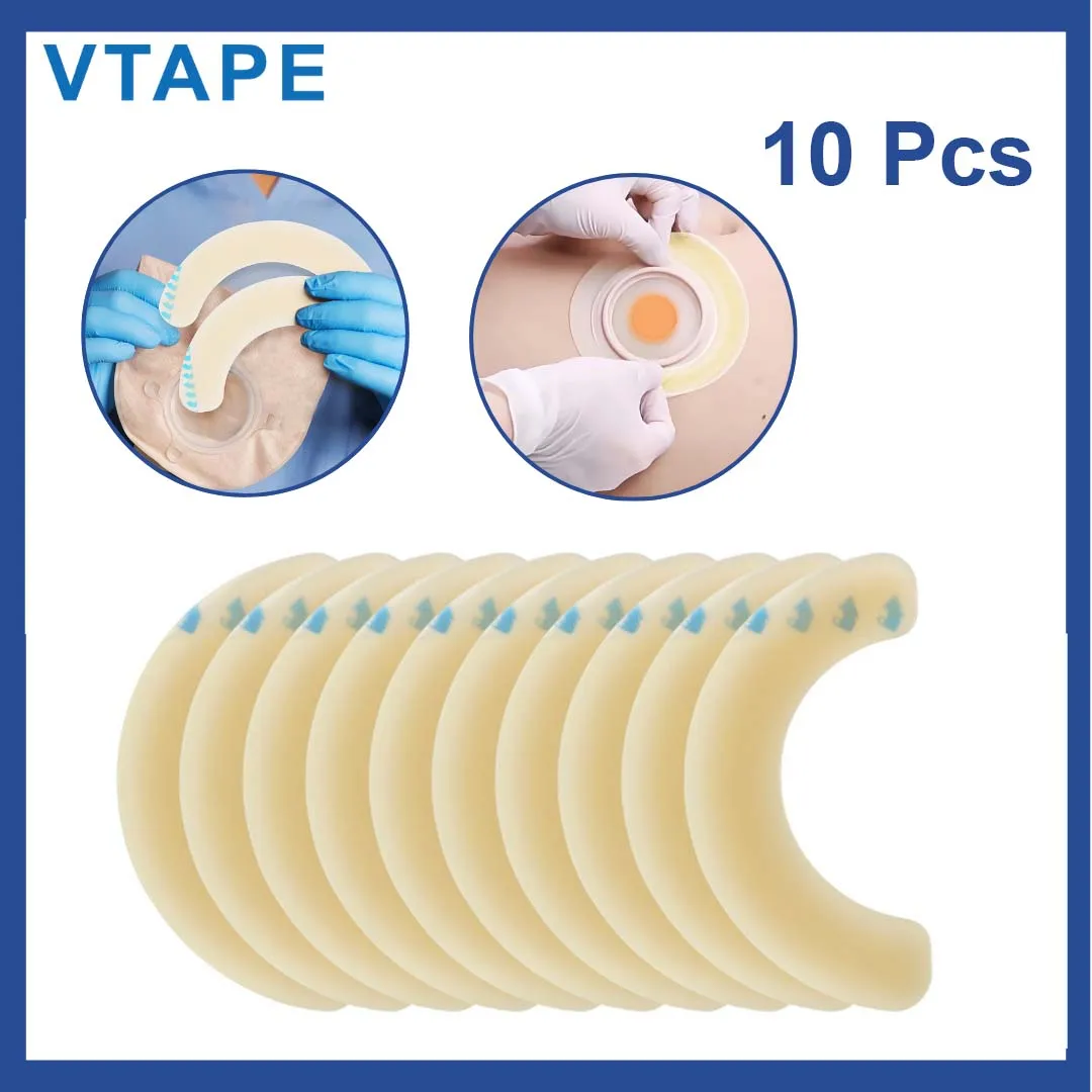 

10 Pcs Ostomy Barrier Strips Hydrocolloid Waterproof Leak SkinAdhesive Elastic Barrier Strips for Colostomy Bags