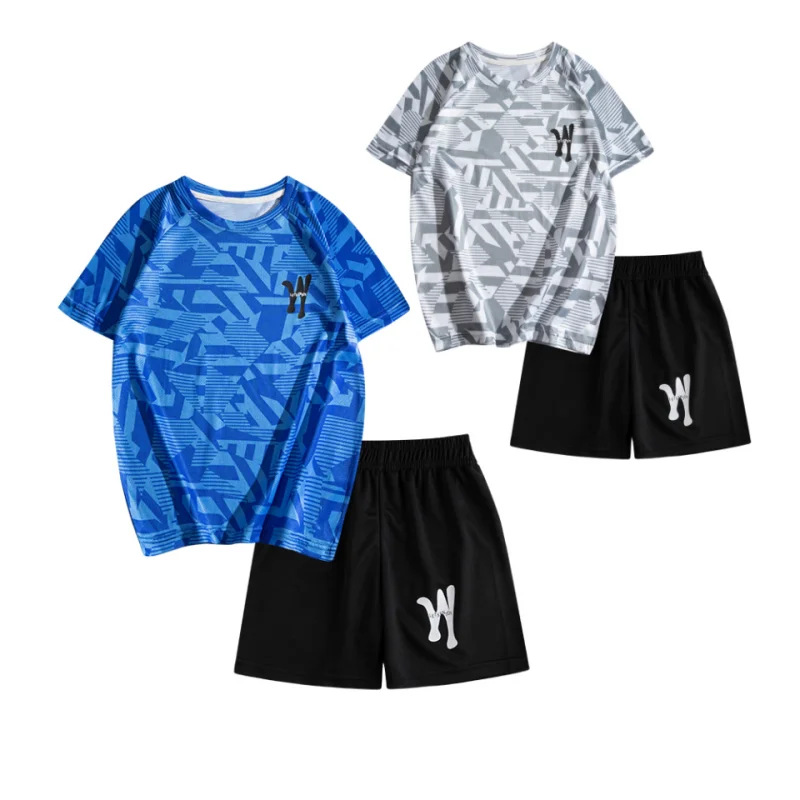 Dubbped Kids Running Clothes Sets Boys Football Jersey Short Sleeve Children Sports Training Uniforms Soccer Jerseys 2-piece Set