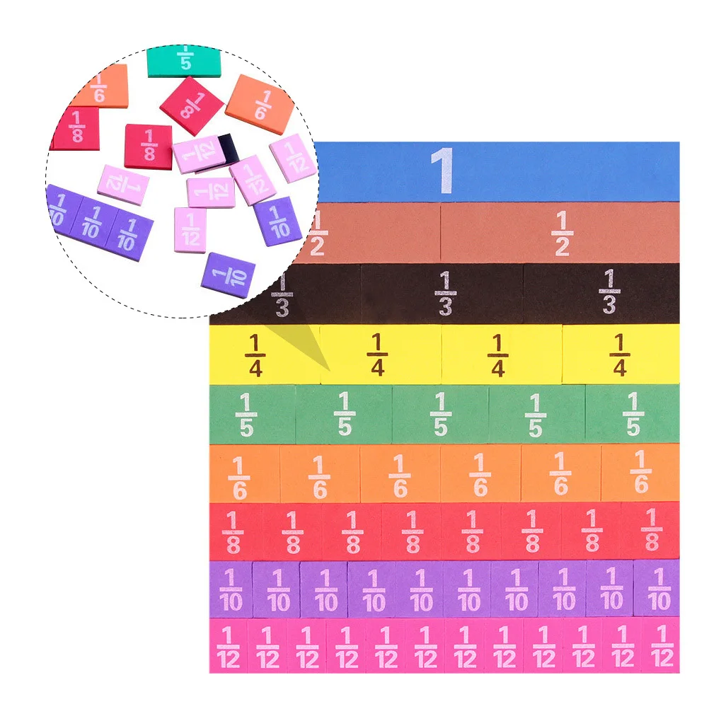 مجموعة واحدة من كتل كسر الرياضيات ألغاز فطيرة الكسر الملونة للتعلم المبكر رقائق أرقام إيفا المغناطيسية وسائل تعليمية #4