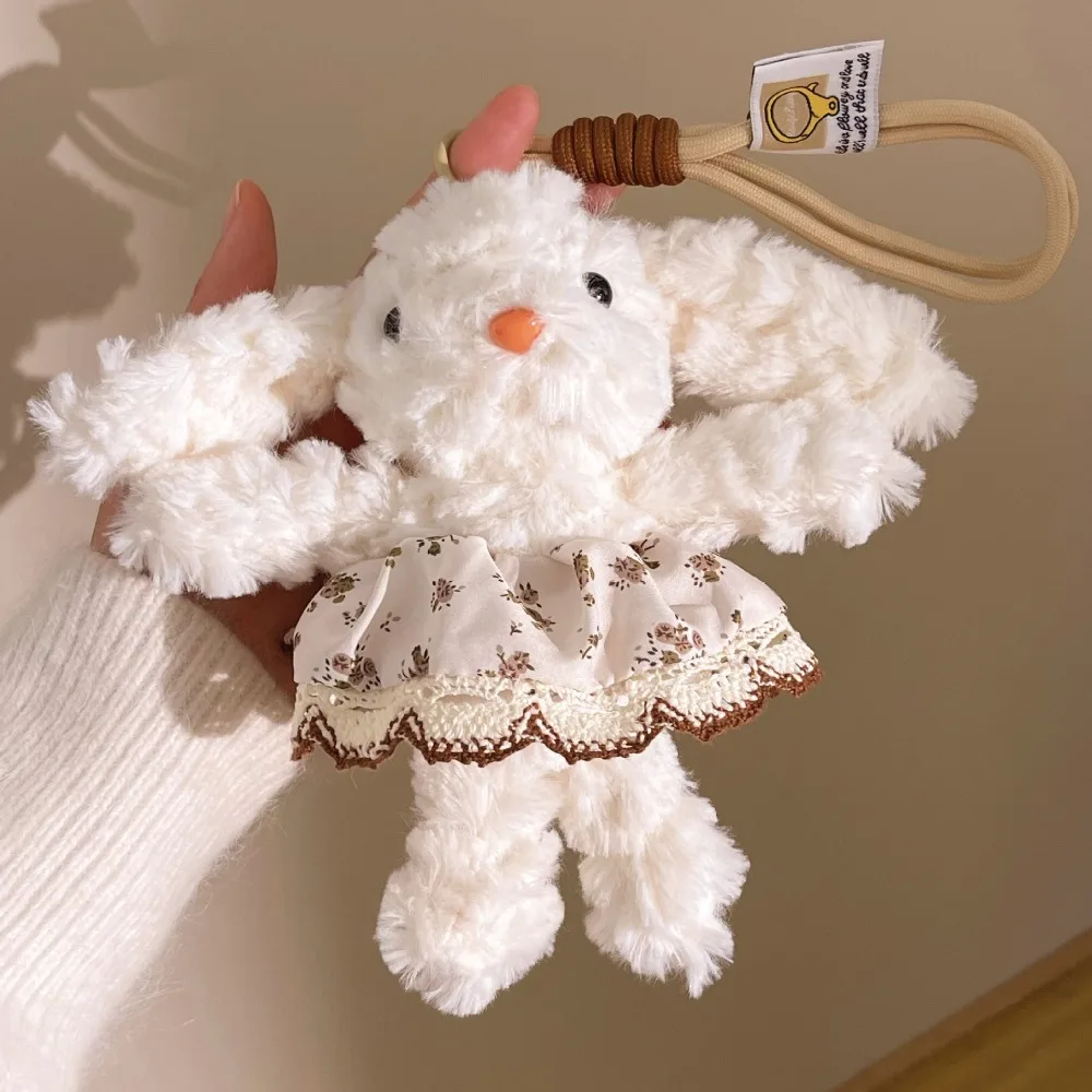 

Bow Plush Rabbit Keychain Western Highland Dog Princess Pearl Dress Rabbit Doll Keyring Stuffed Cartoon