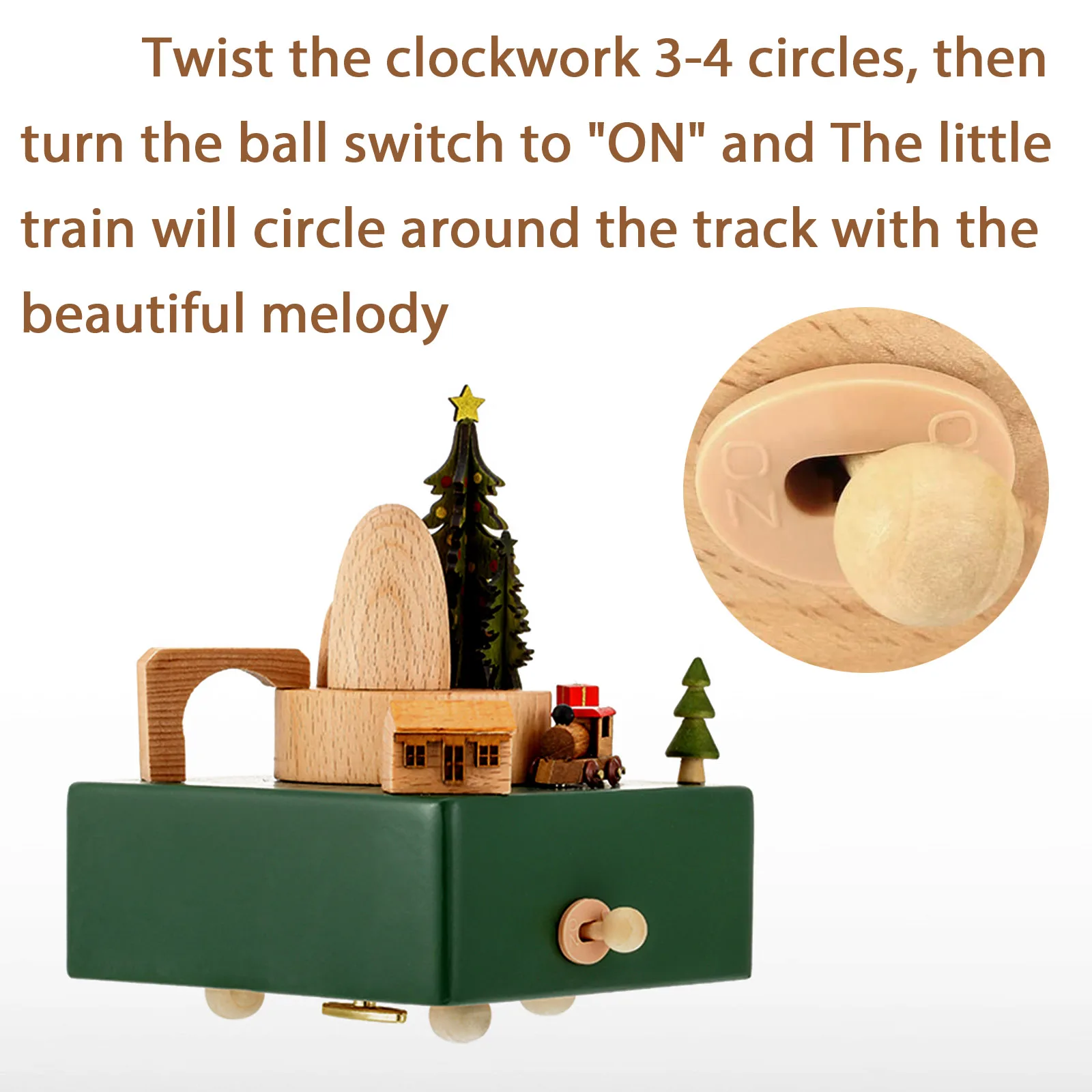 Rosiking Wooden christmas music box home ornaments ♫ Merry Christmas ♫ For Christmas Birthday Gifts