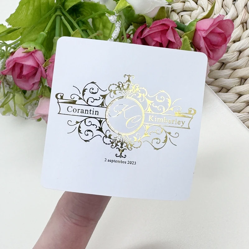 Personalized Real Foil Bright Gold Custom Stickers, Labels, Wedding Stickers, Baptism, Birthday, Wedding, Logos,  Your Design