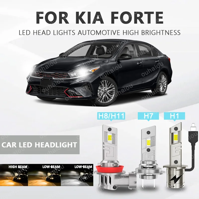 

2Pcs H1 H7 H8 H11 LED Headlight LED Lights Head Lamp for Car LED Headlight Bulb with heat sink For KIA Forte