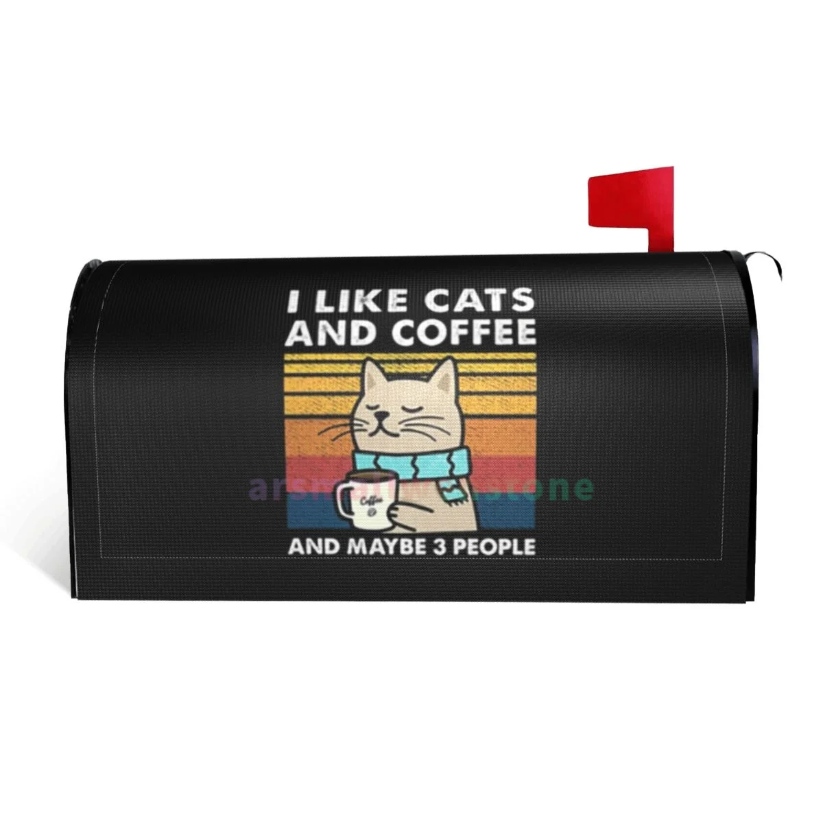 I Like Cats And Coffee Mailbox Cover Wrap Standard Size Welcome Home Garden Outdoor Decoration Post Letter Box Cover