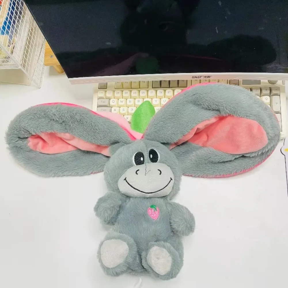 Cute 12.6inch Luminous Breathing with Motion Lights Breathing Donkey Strawberry Sleeping Birthday Gift