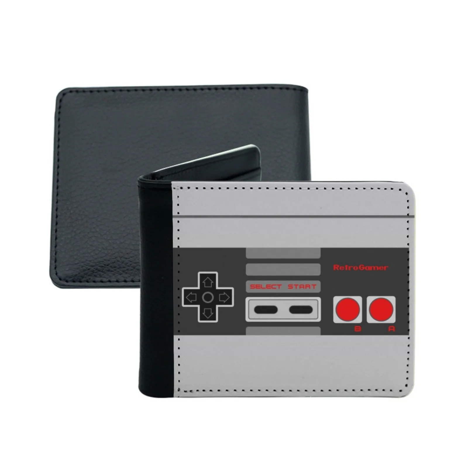 8 Bit Retro Gamer Controller Lederen Heren Portefeuilles Creditcardhouder Portemonnee Zwarte Portemonnee 8 Bit Retro 80S 1980S Video Game Gamer