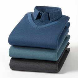 Camicie a maniche lunghe in stile inglese per uomo maglioni lavorati a maglia finti Pullover spesso in due pezzi top colletto rovesciato vestiti da ufficio caldi