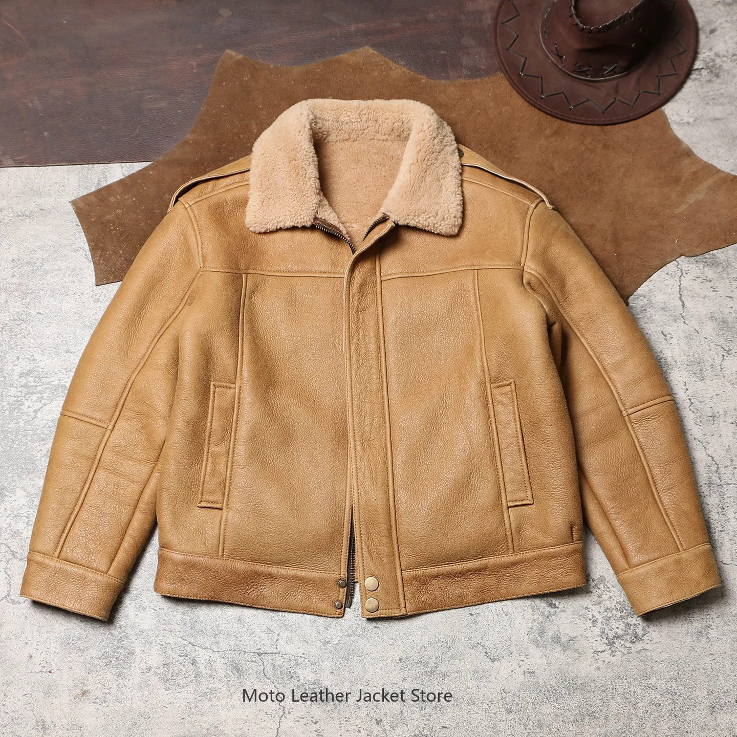 

Куртка из натуральной овчины и кожи с эффектом потертости, свободный крой, винтажный стиль, теплая зимняя верхняя одежда