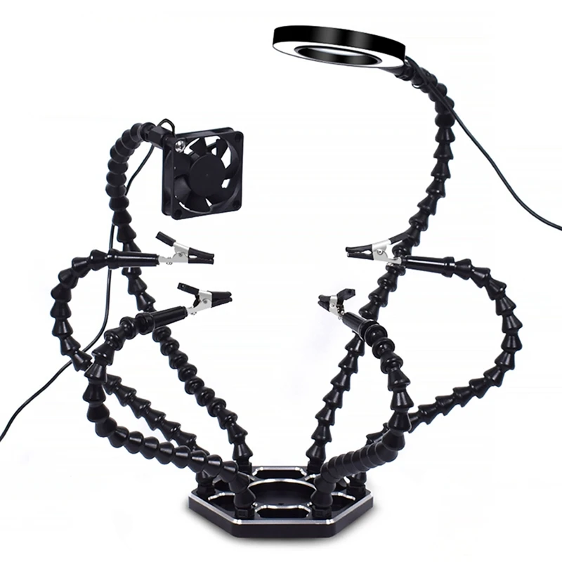 

AT14 Welding PCB Bracket USB Interface Maintenance Aids Soldering Station 3X LED Magnifying Glass Welding Third-Hand Tool