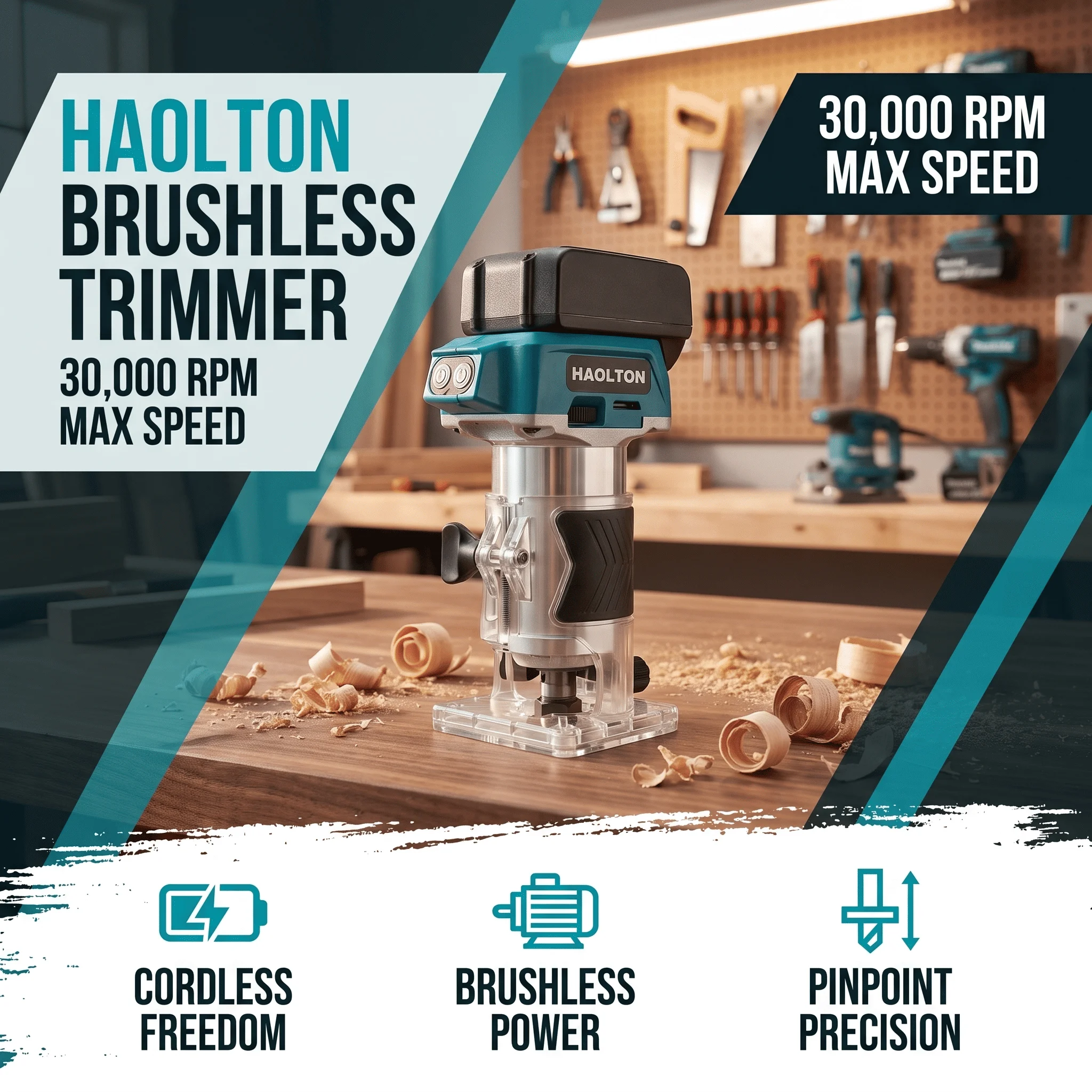 For Makita 18V Battery 30000RPM Brushless Cordless Laminate Trimmer, 1/4