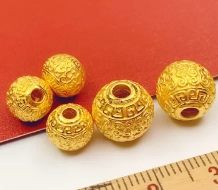 999 real gold beads 24k pure gold charms gold bead for diy strap gold loose beads 8mm-14mm