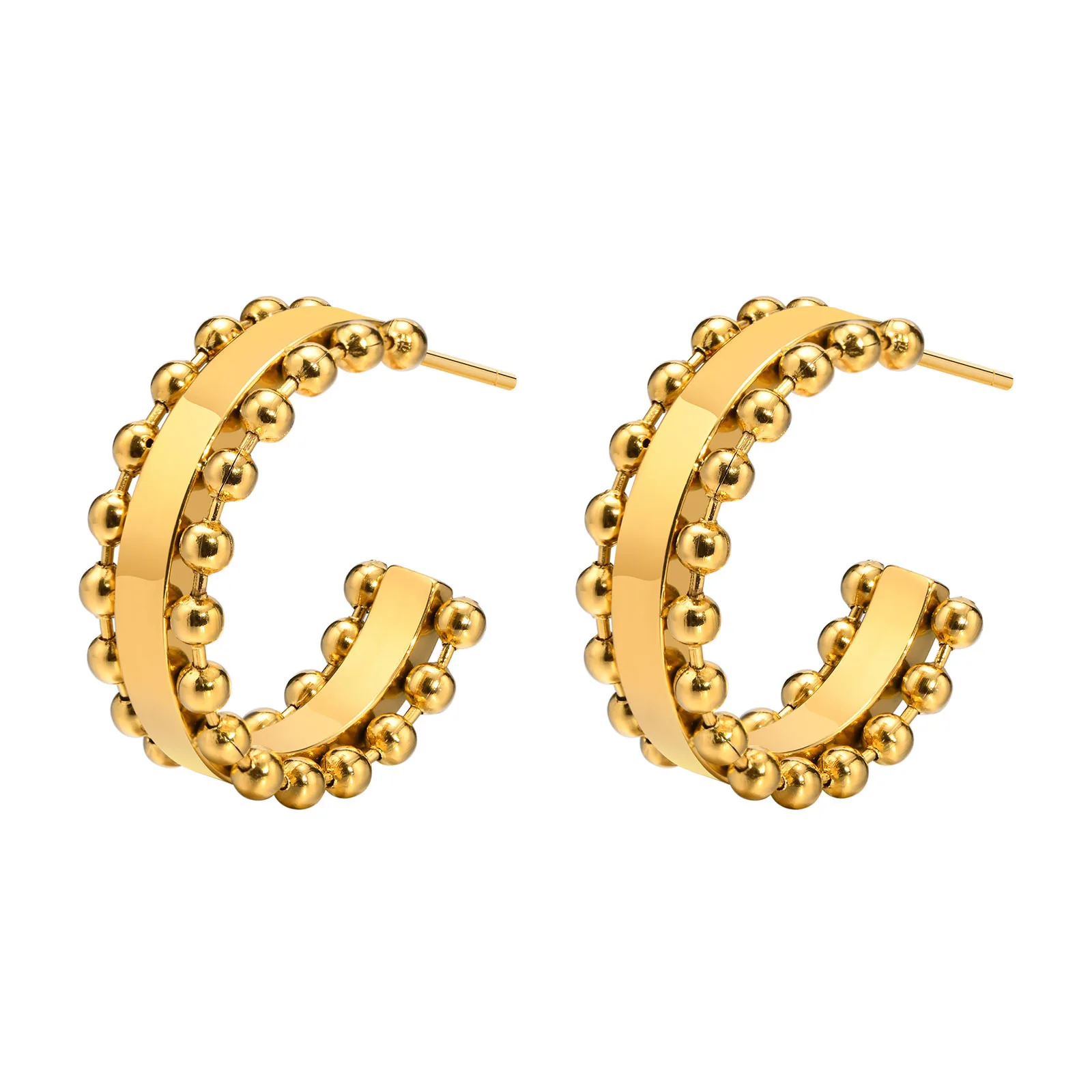 Stainless steel C-hoops Gold Color personalized earrings for women