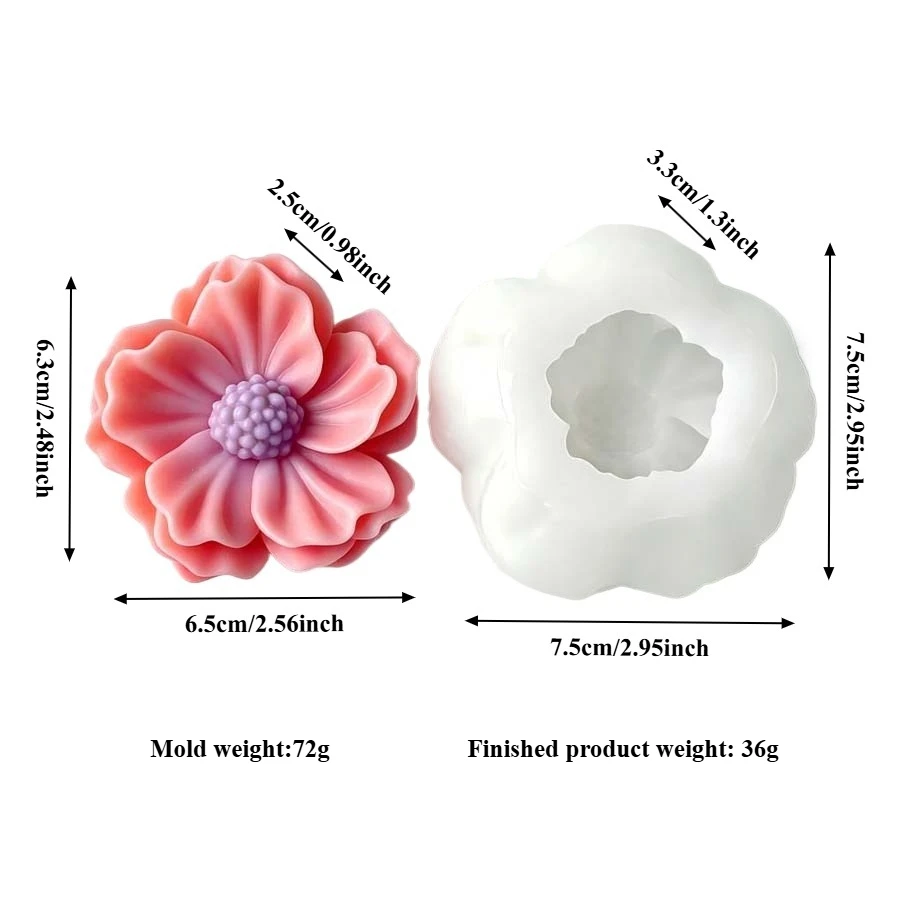 3D Camellia Flower Silicone Candle Mold, DIY Flower Shaped Candles, Soap, Gypsum Products, Cement Crafts Mold, Festival Gifts