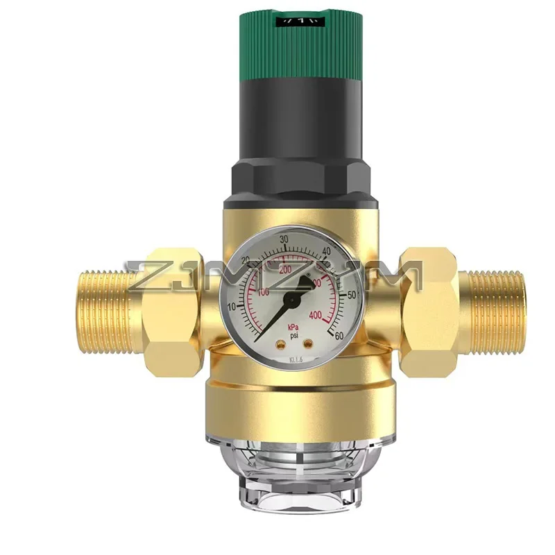 1PC Adjustable Water Pressure Reducer Reducing Valve with Integrated Filter/Gauge Prefilter Water Regulator Valve DN15/DN20