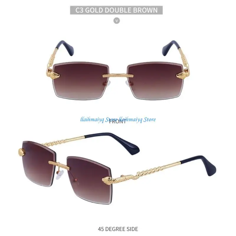 

573B Women Rimless Sunglasses Shield Sunglasses Snake Temple