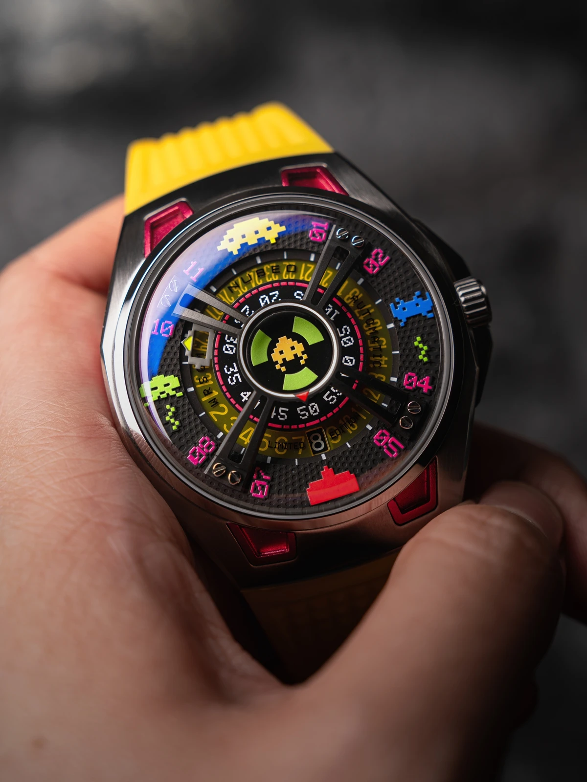 Коллекция ретро-игр Space Invaders, ограниченная серия, автоматические механические часы, светящиеся, водонепроницаемые, 6099.