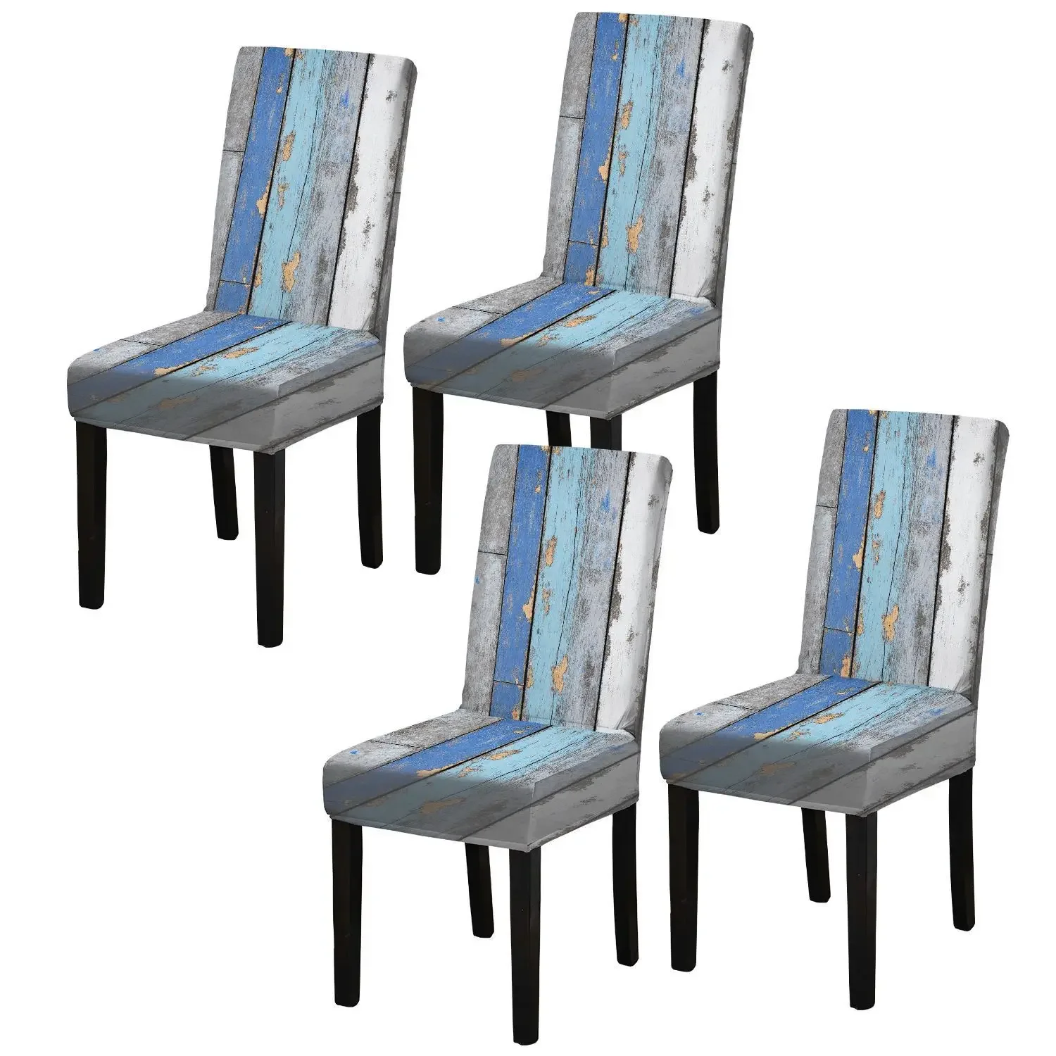 Elastic dining chair cover retro wood grain background texture decorative material removable, washable, home dining chair cover